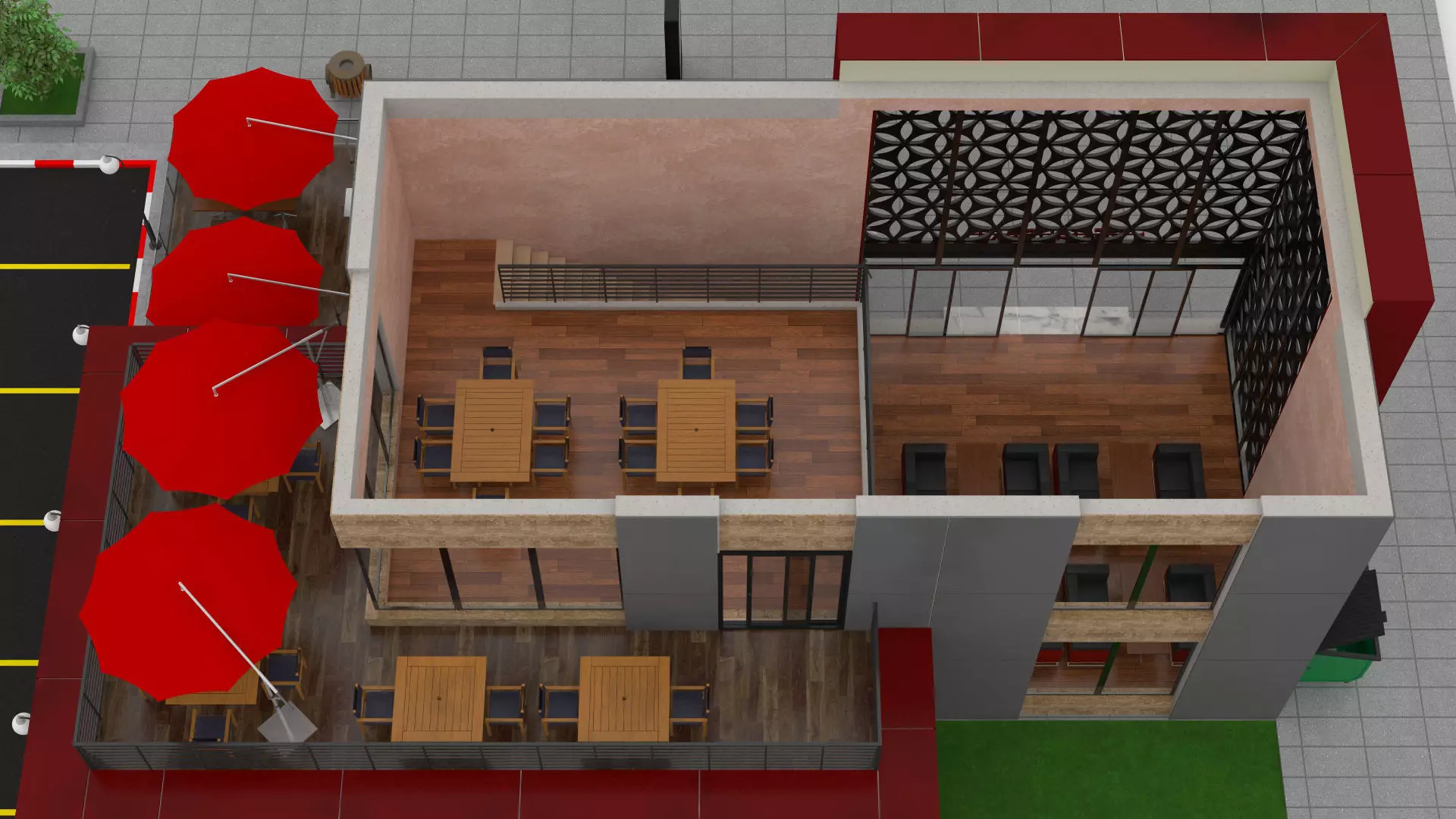 Restaurant Low-poly 3D model_10