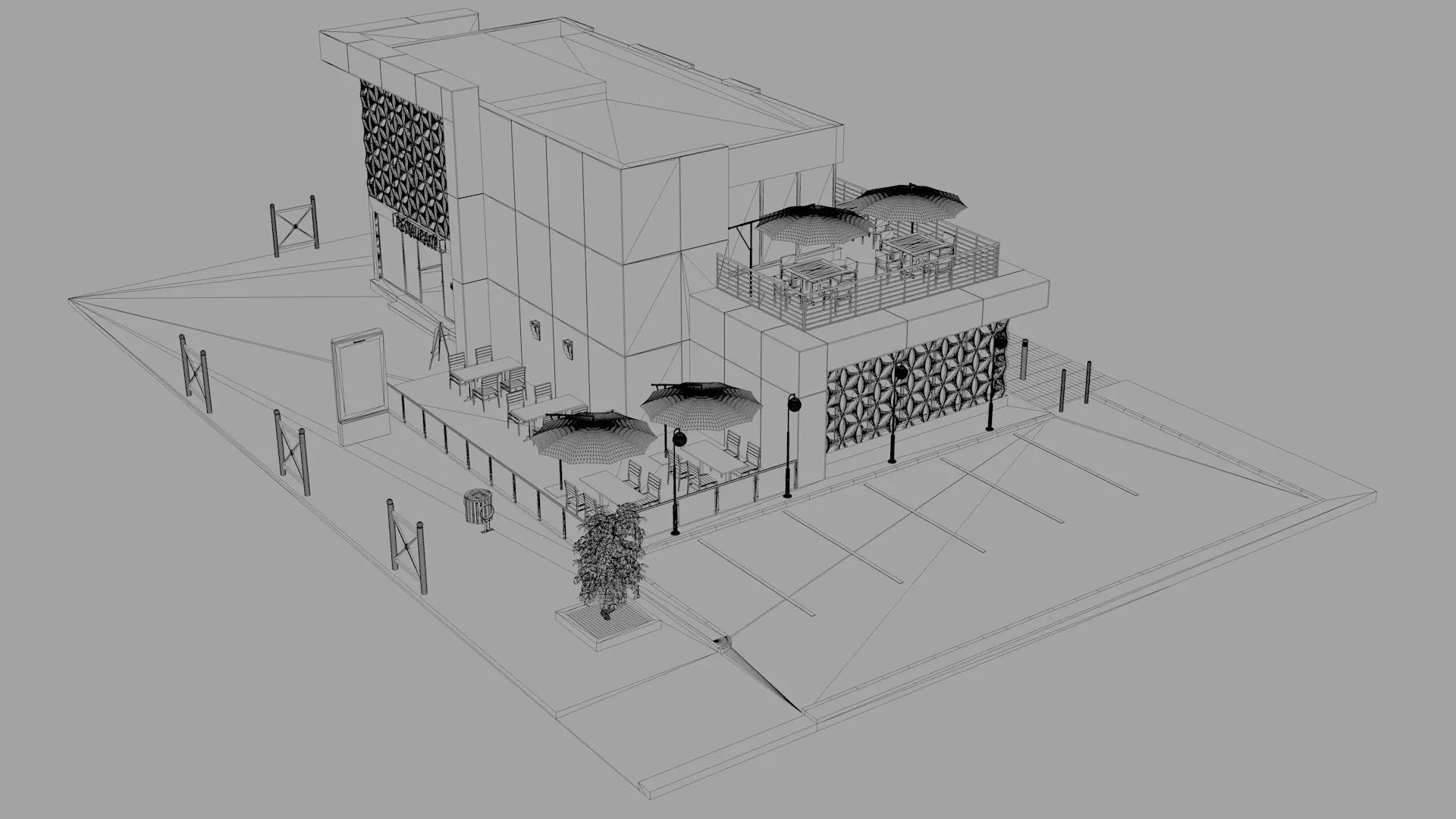 Restaurant Low-poly 3D model_19