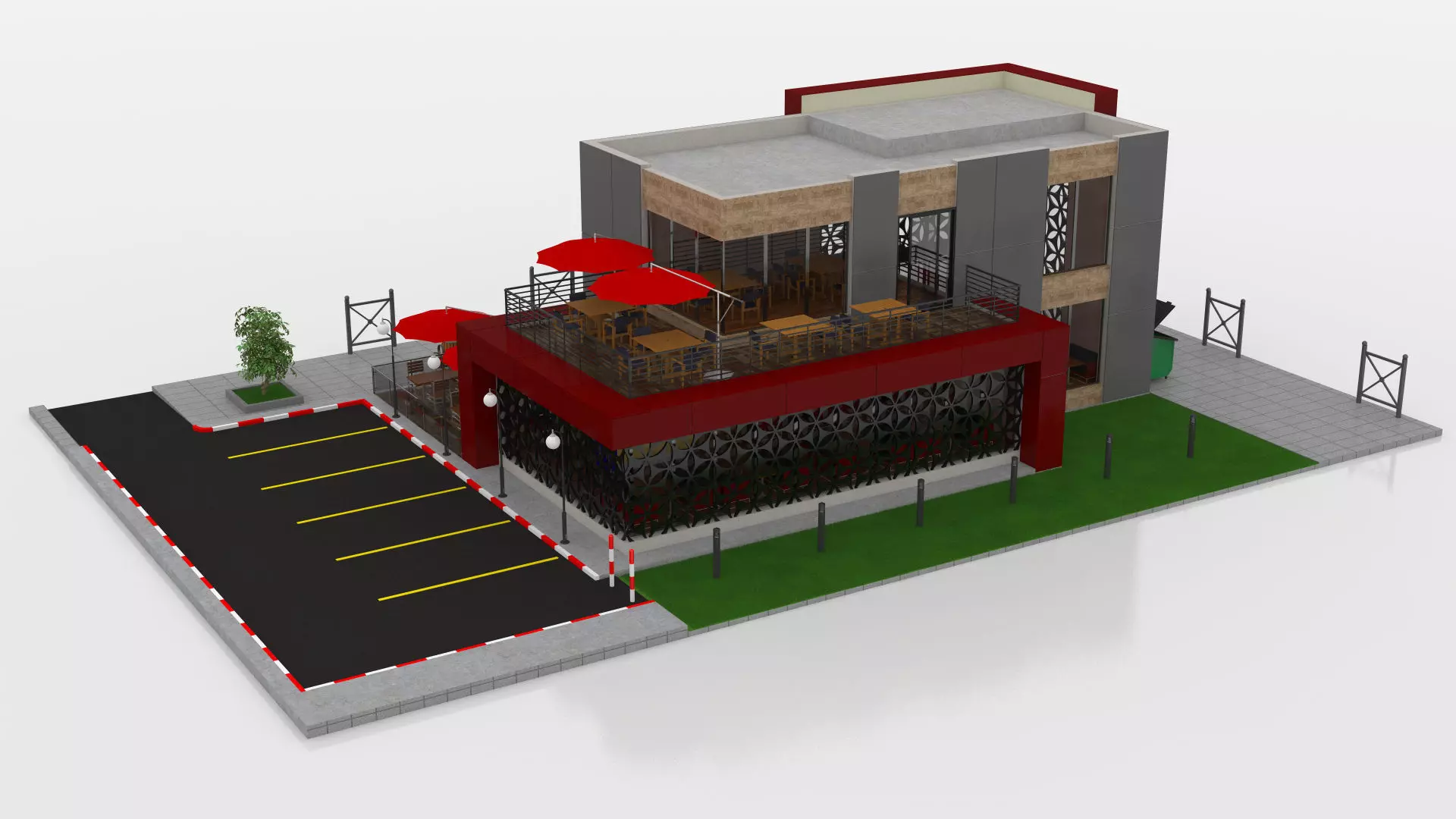 Restaurant Low-poly 3D model_6