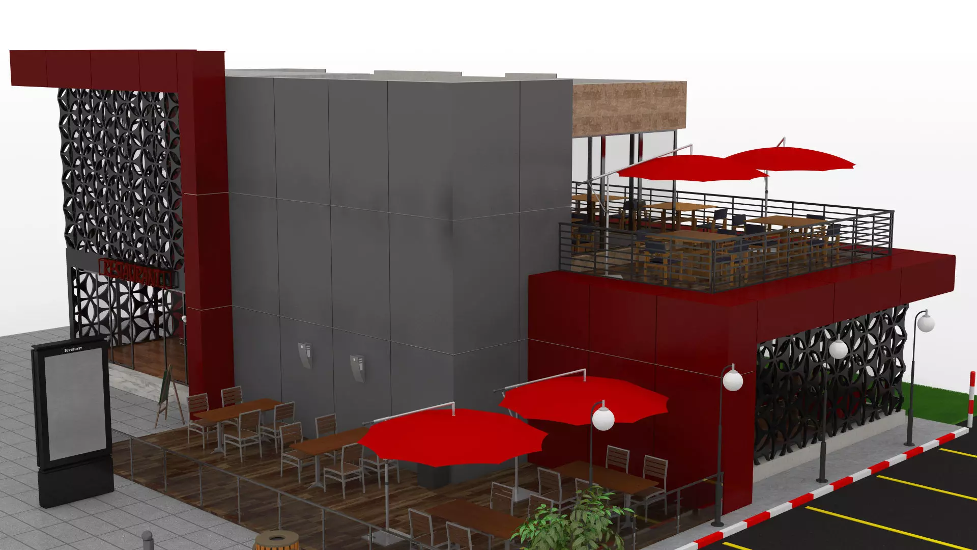 Restaurant Low-poly 3D model_8