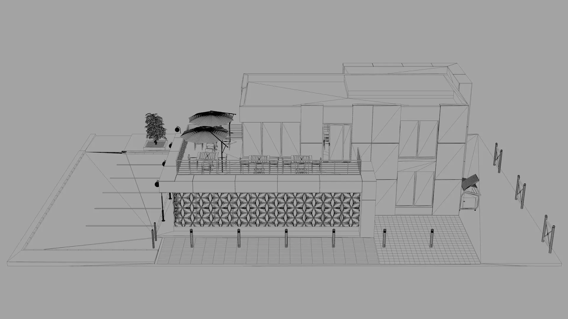 Restaurant Low-poly 3D model_20