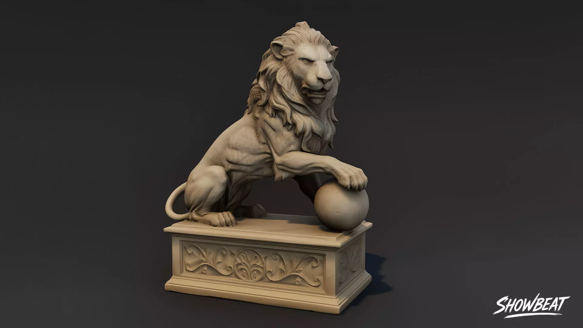 Lion Statues Pack Low-poly 3D model_17
