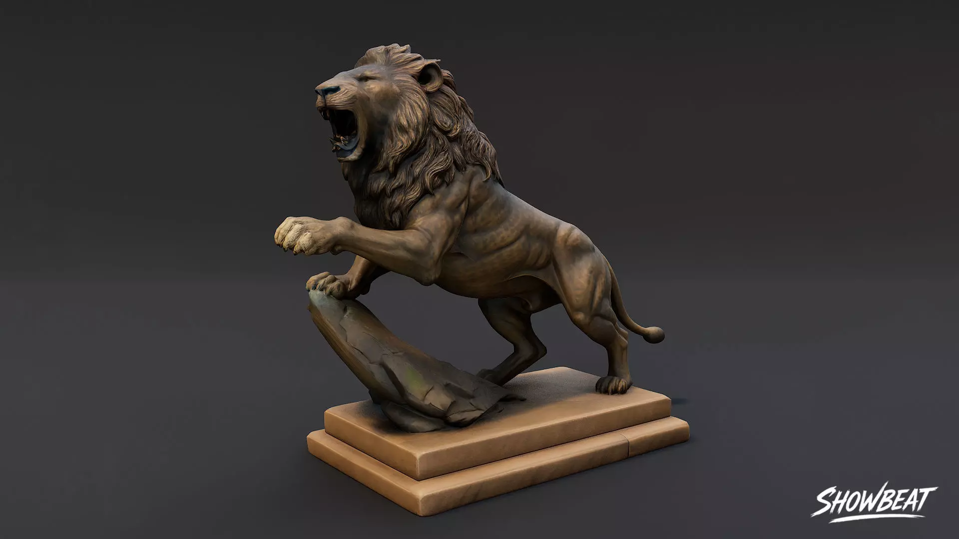 Lion Statues Pack Low-poly 3D model_13