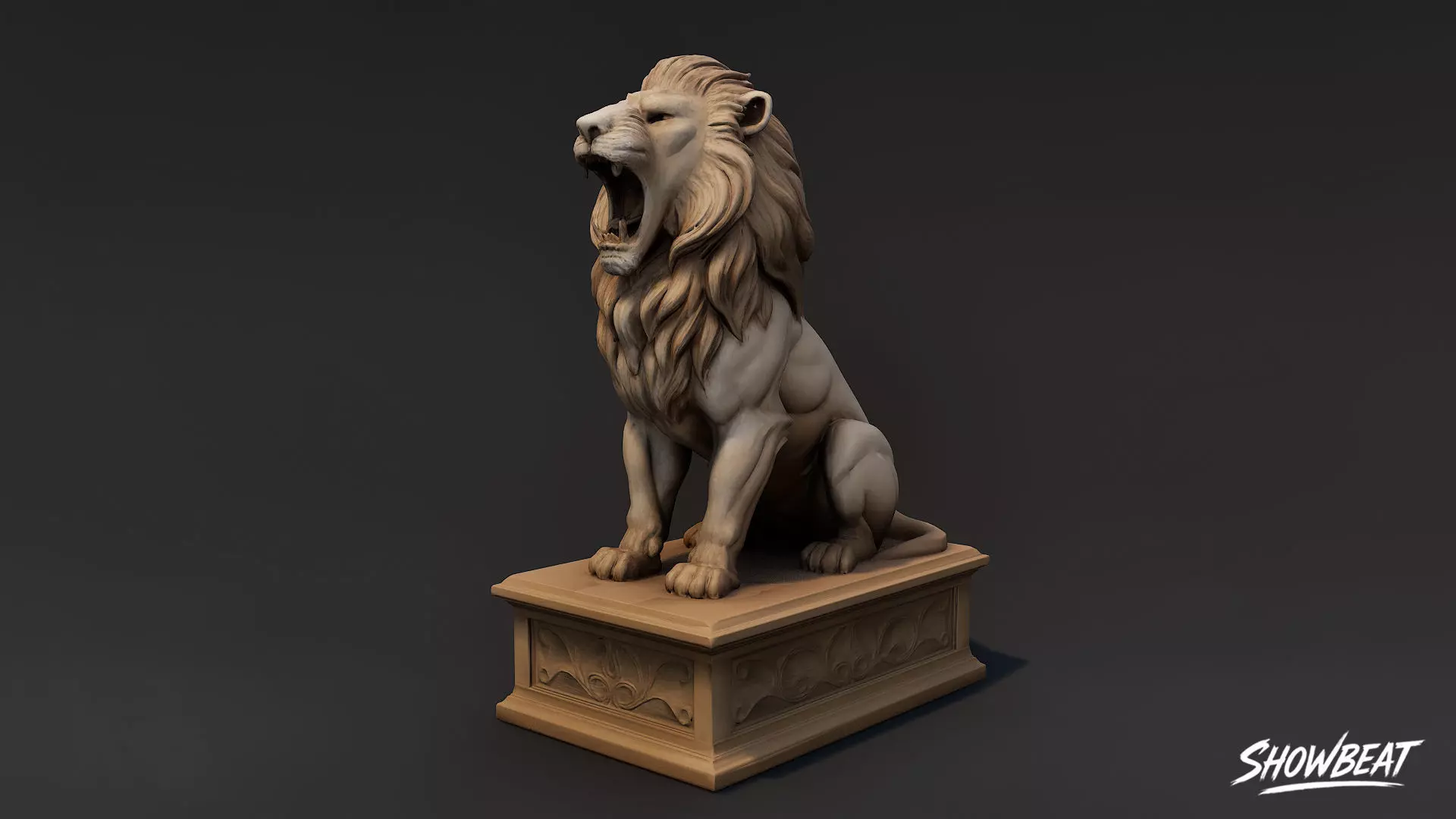 Lion Statues Pack Low-poly 3D model_11