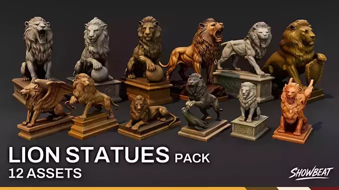 Lion Statues Pack