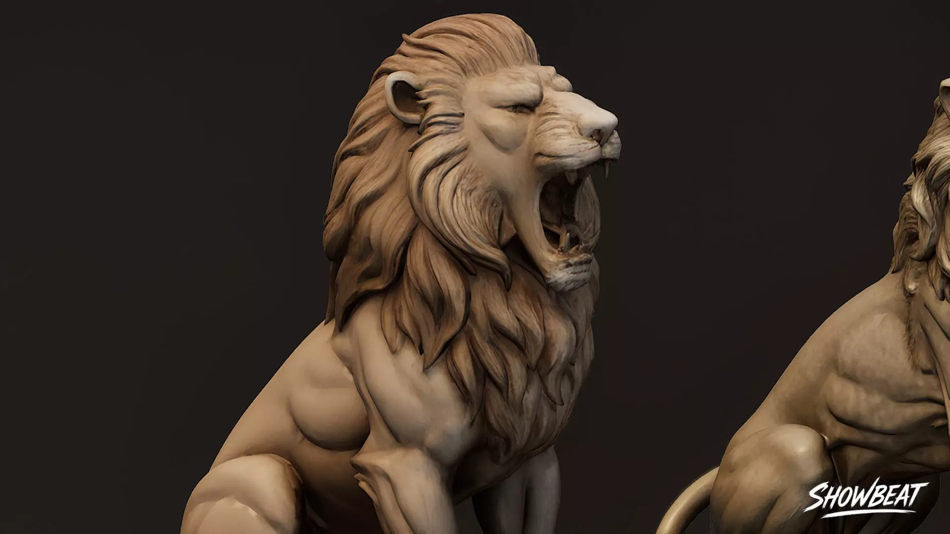 Lion Statues Pack Low-poly 3D model_7
