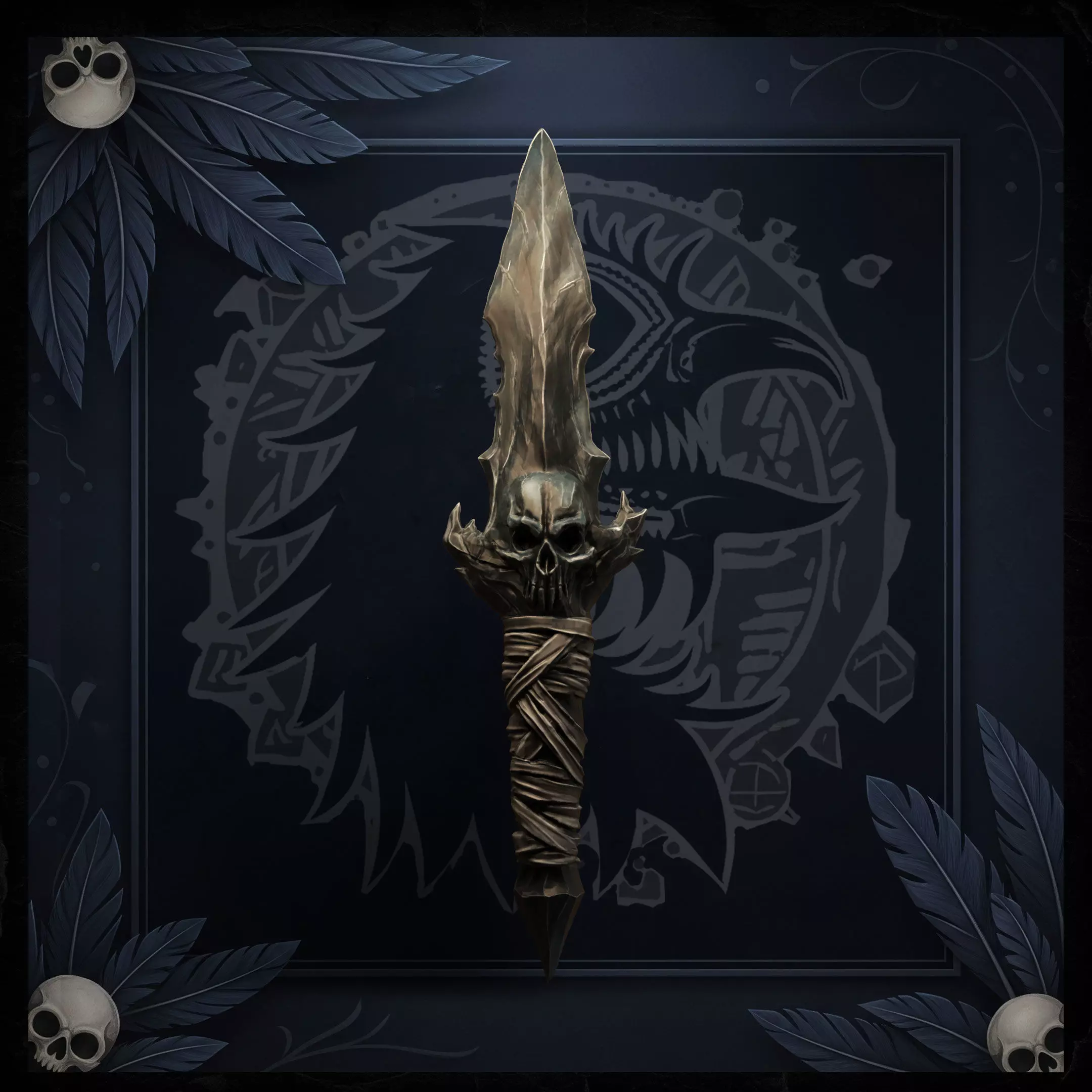 Support Free SKull Dagger and skeletal stand 3D print model_2