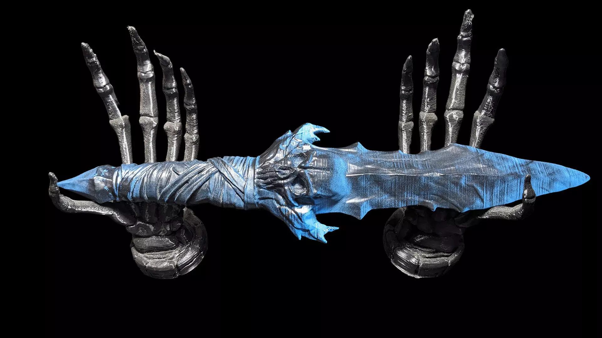 Support Free SKull Dagger and skeletal stand 3D print model_0