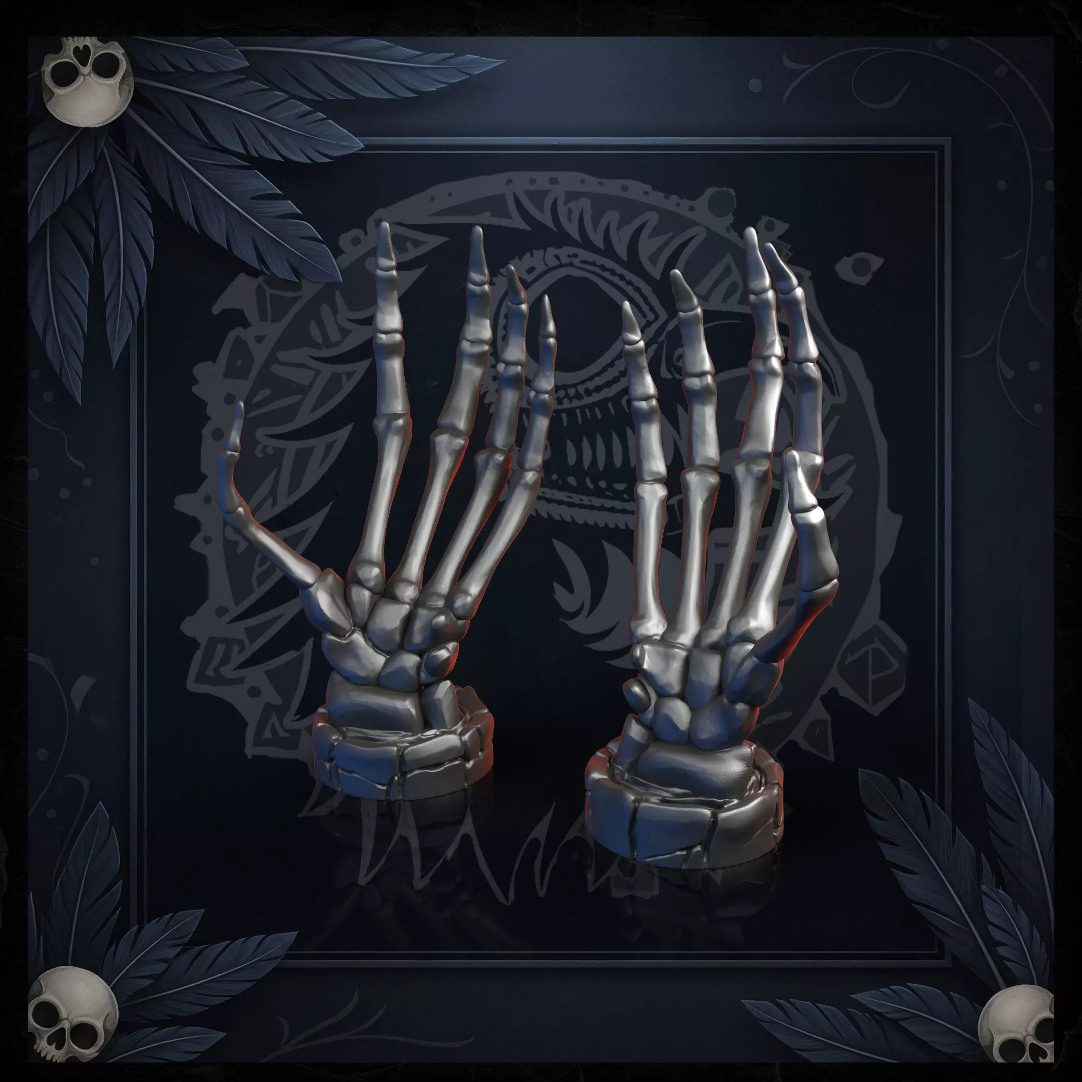 Support Free SKull Dagger and skeletal stand 3D print model_3