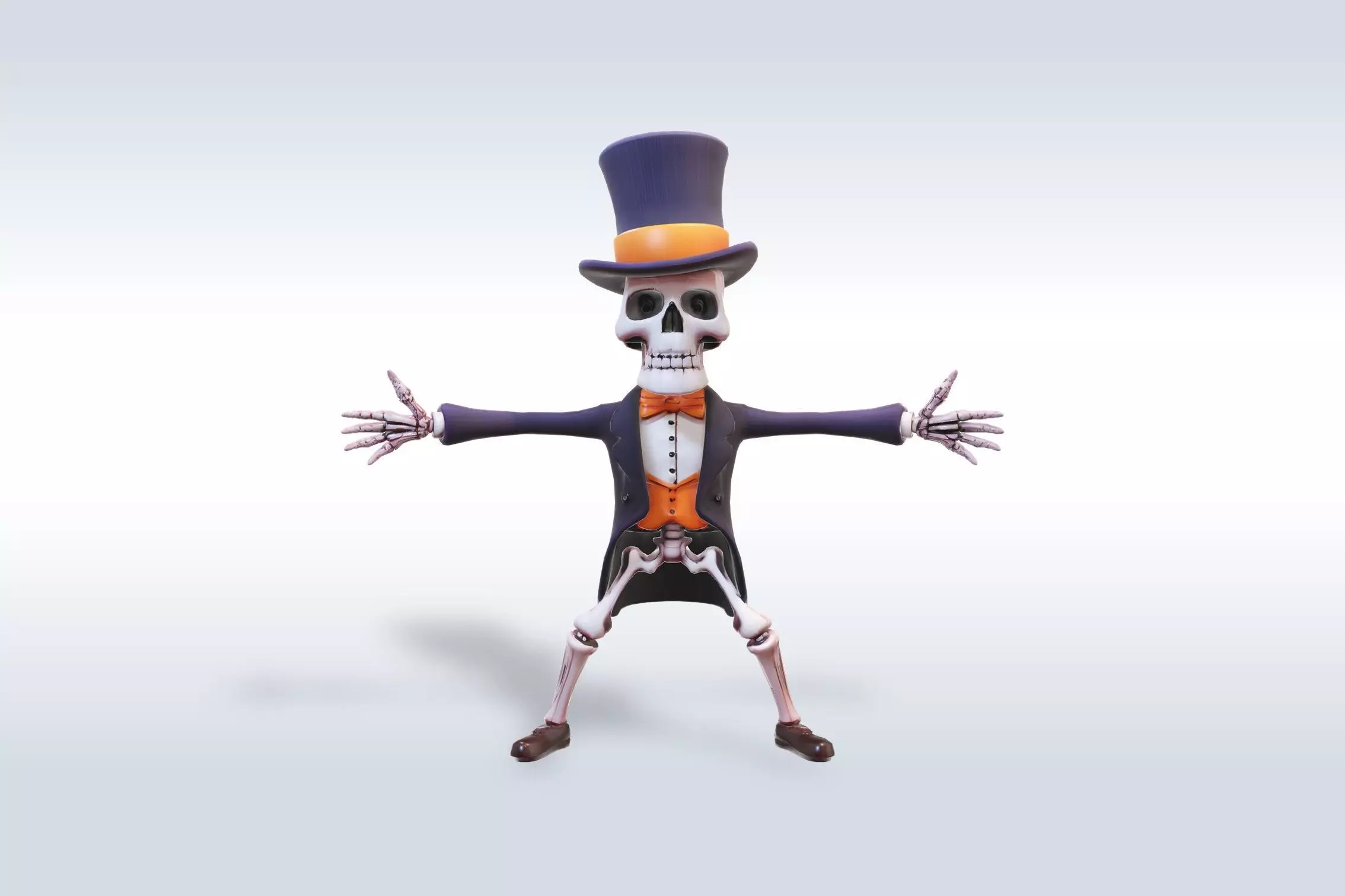 Cheerful Ghost Character Halloween Low-poly 3D model_0