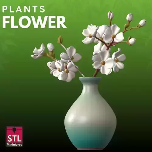 White Flowers Vase STL Elegant Floral 3D Model 3D print model