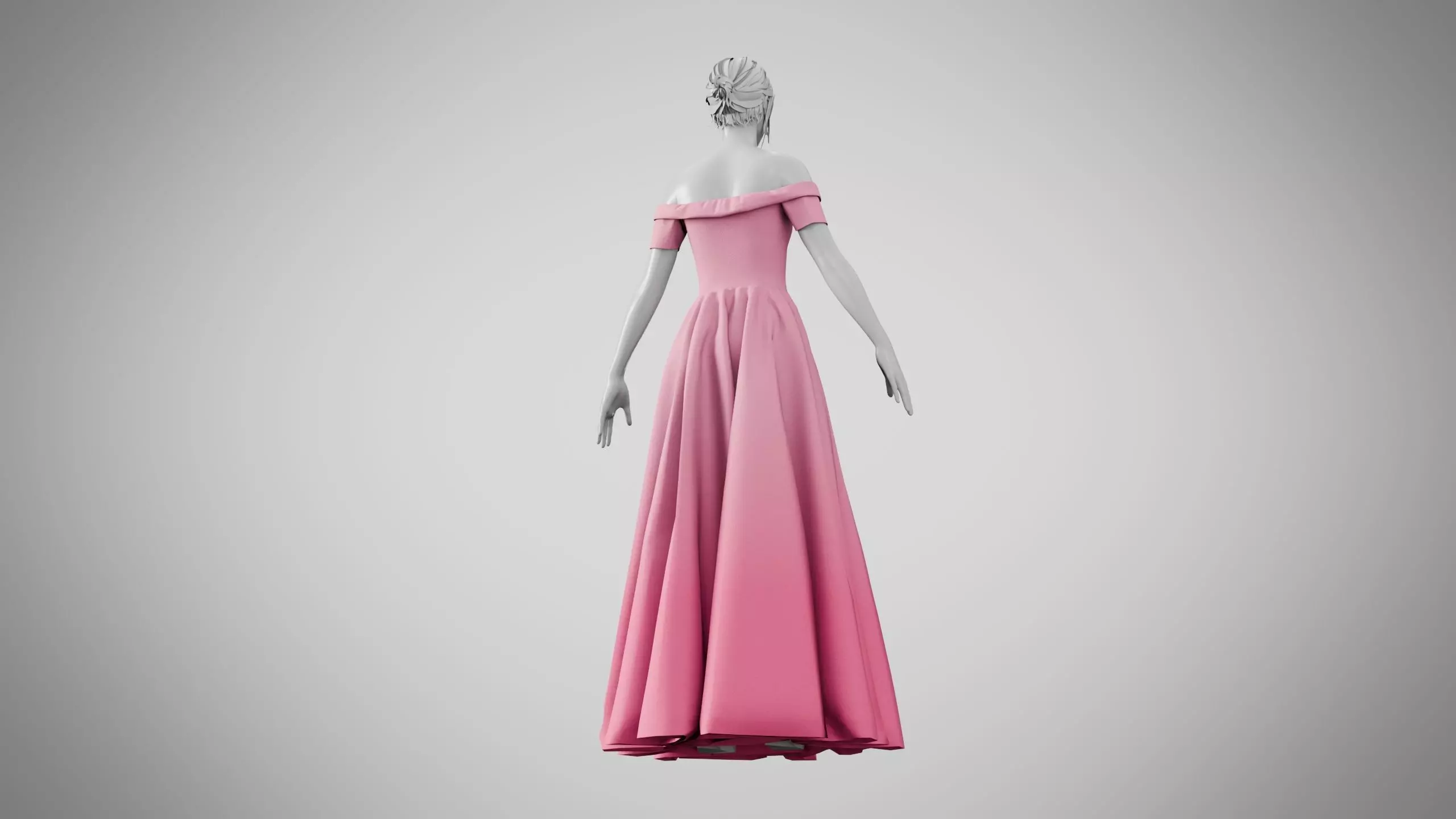 Dress 08 Tickle Me Pink Low-poly 3D model_6