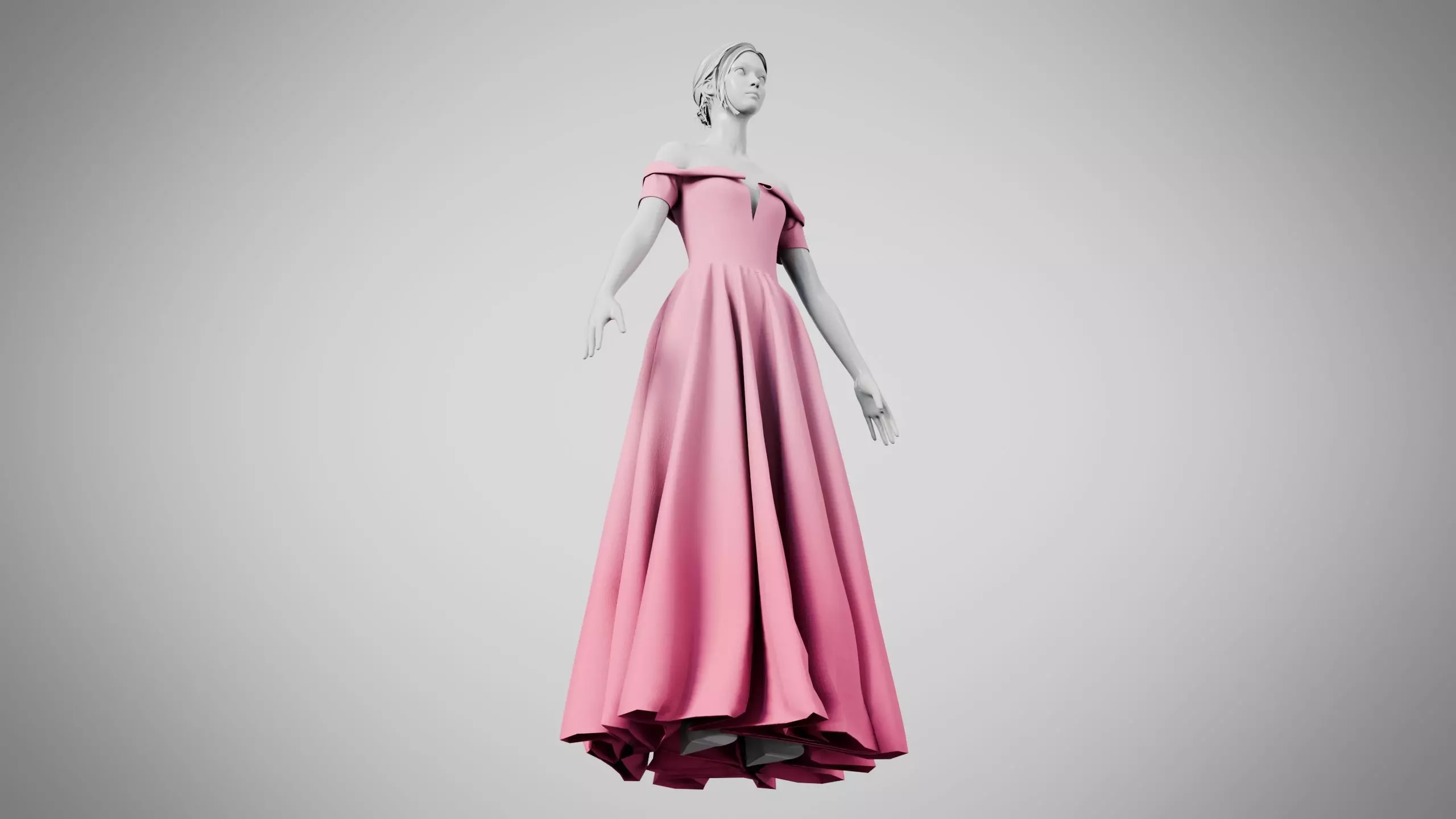 Dress 08 Tickle Me Pink Low-poly 3D model_3