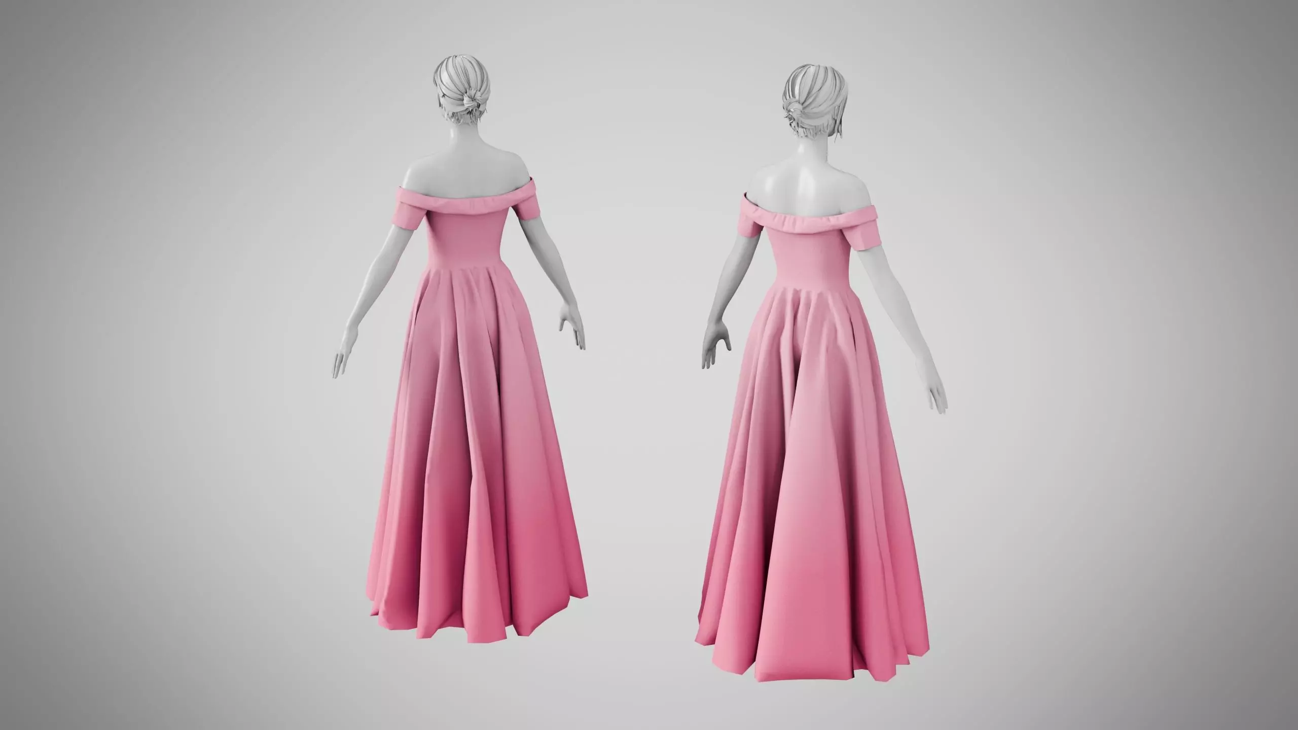 Dress 08 Tickle Me Pink Low-poly 3D model_5