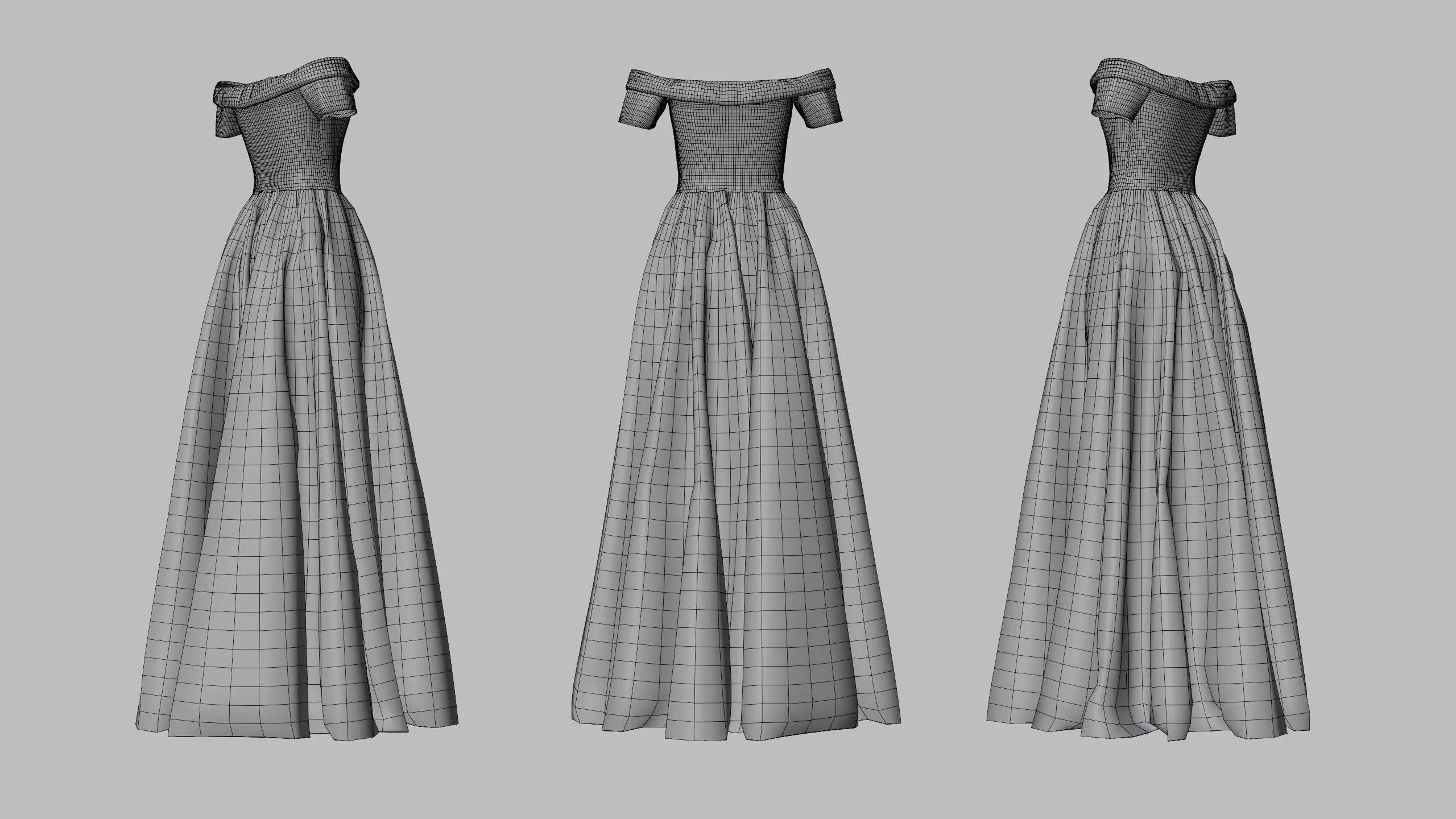 Dress 08 Tickle Me Pink Low-poly 3D model_9