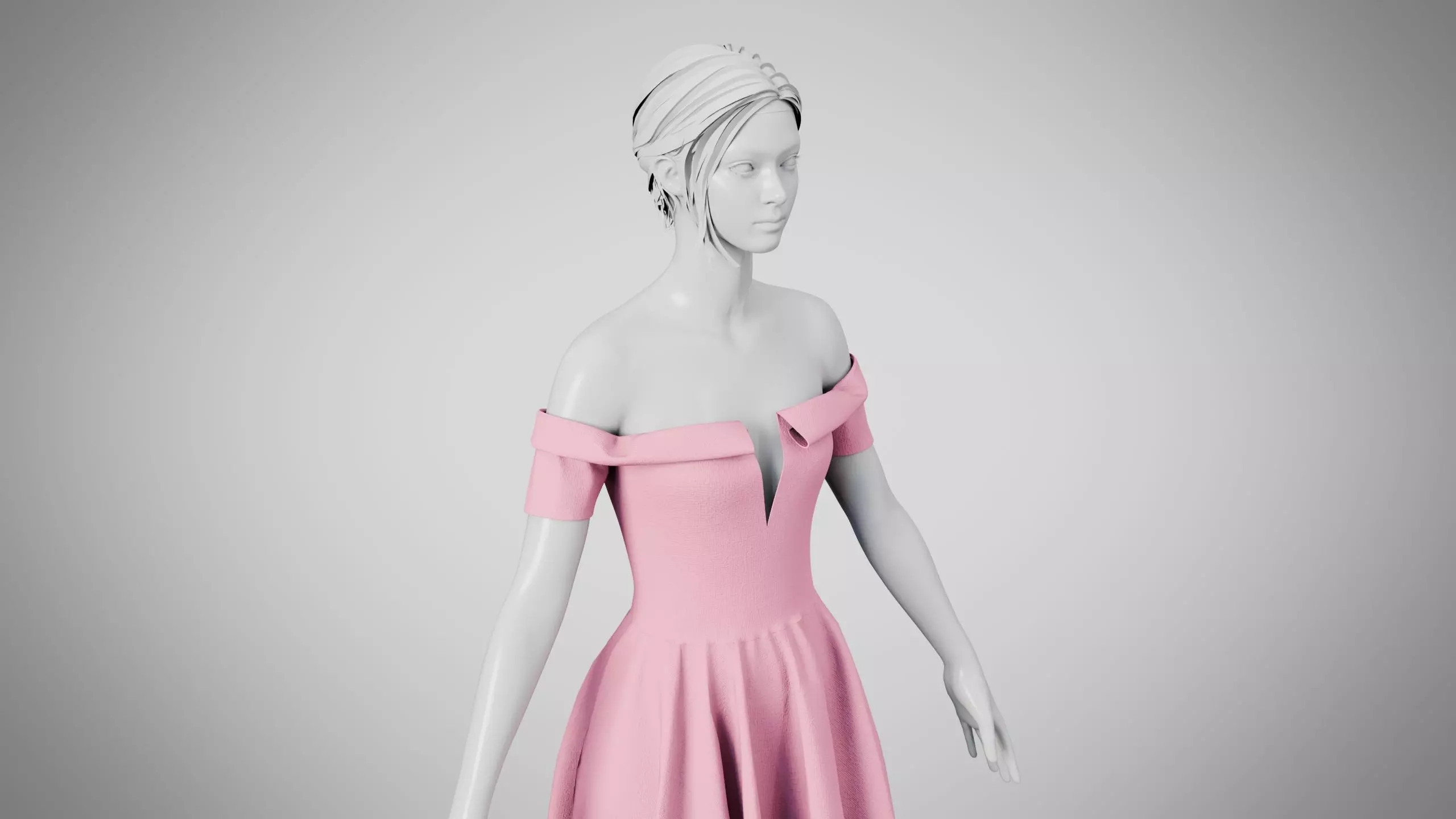 Dress 08 Tickle Me Pink Low-poly 3D model_4