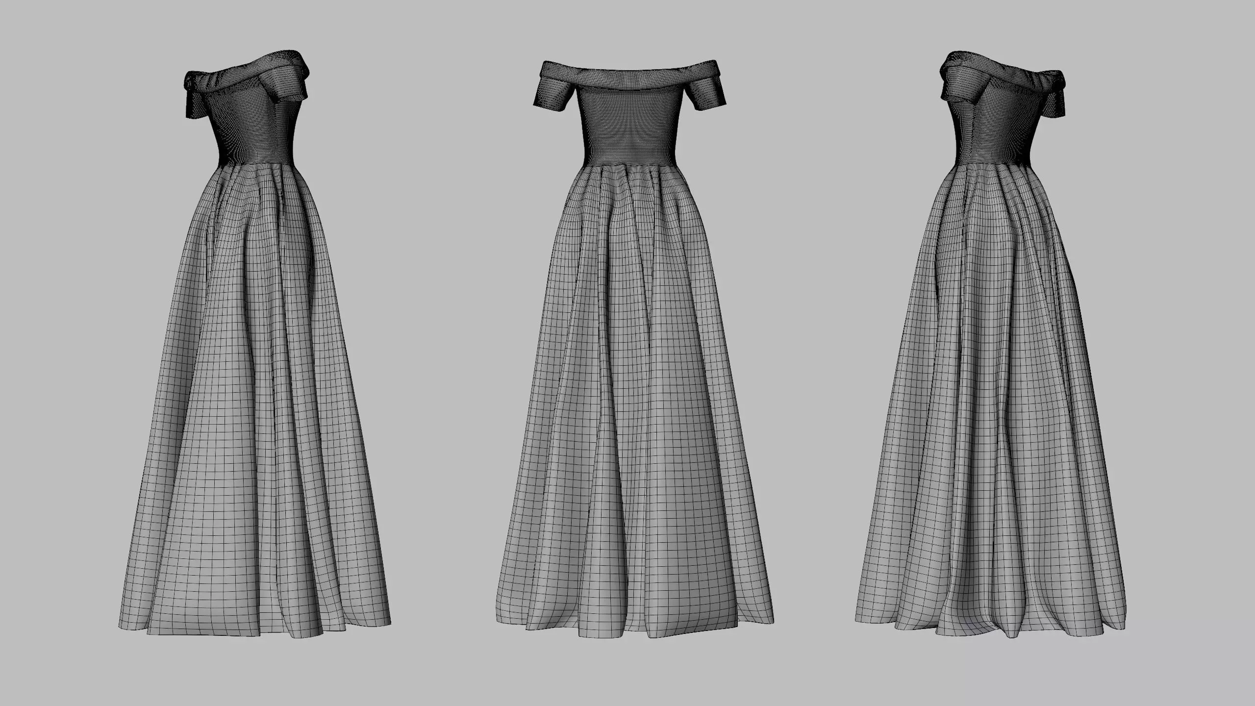 Dress 08 Tickle Me Pink Low-poly 3D model_10