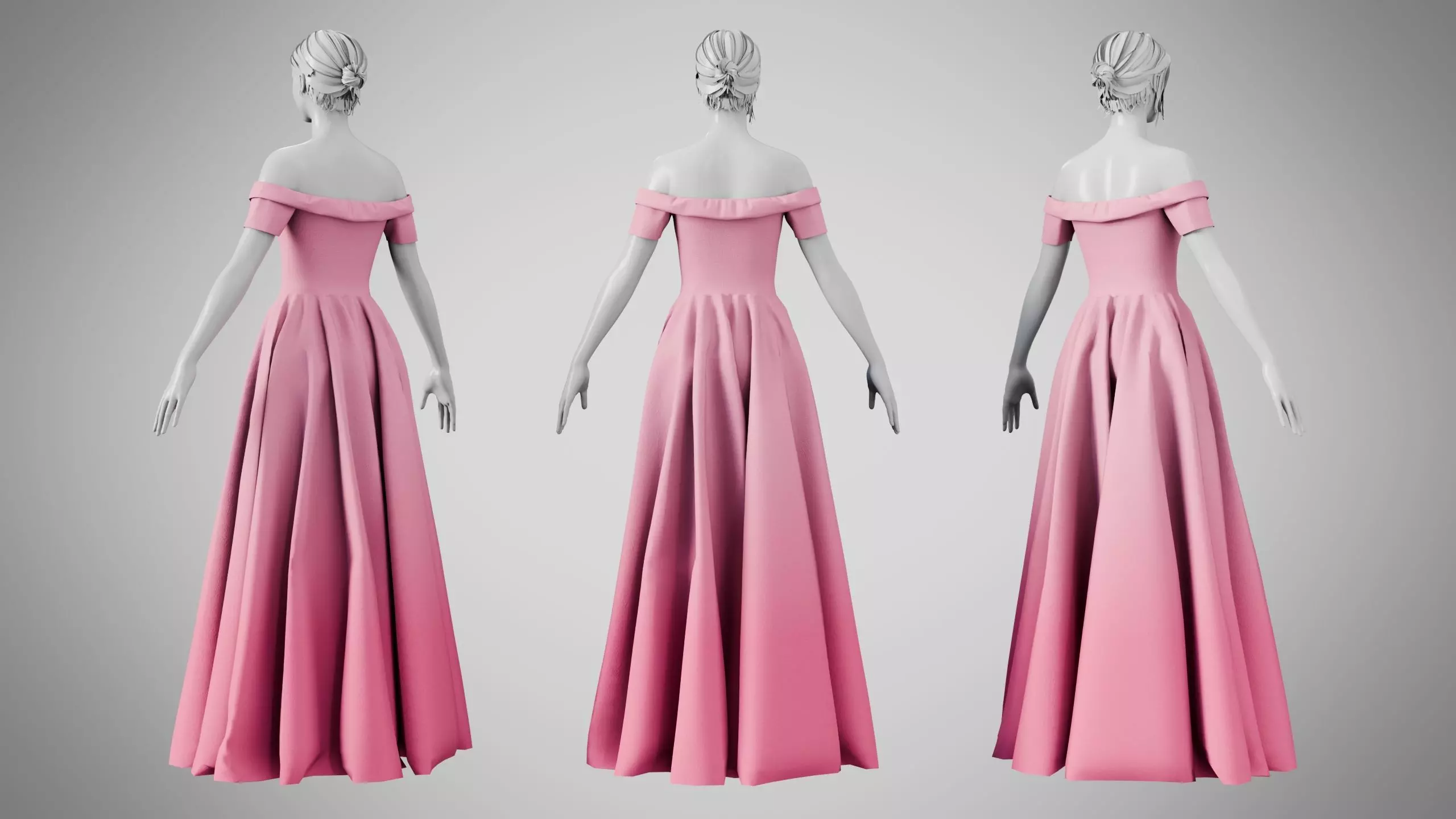 Dress 08 Tickle Me Pink Low-poly 3D model_1