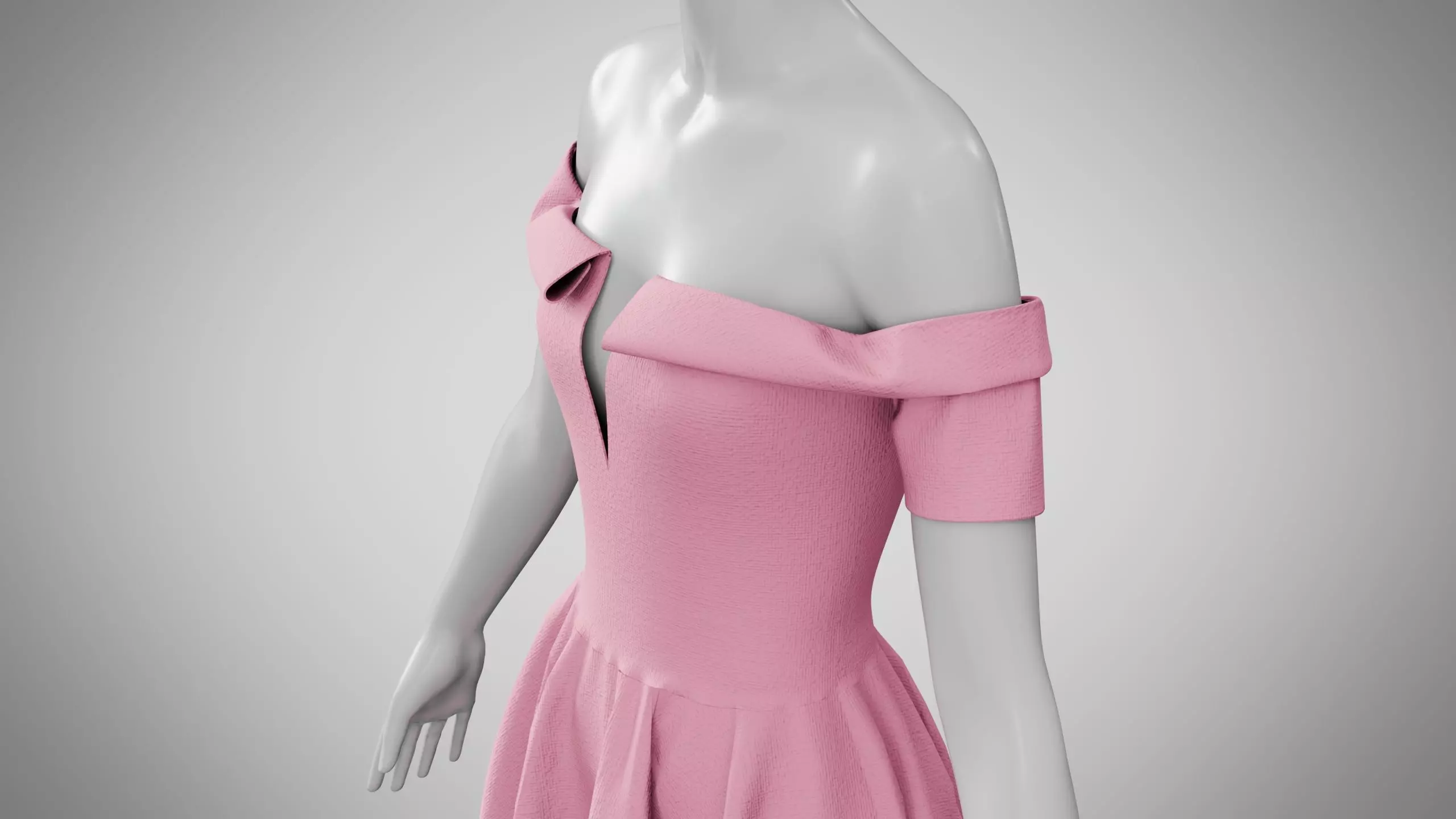 Dress 08 Tickle Me Pink Low-poly 3D model_2