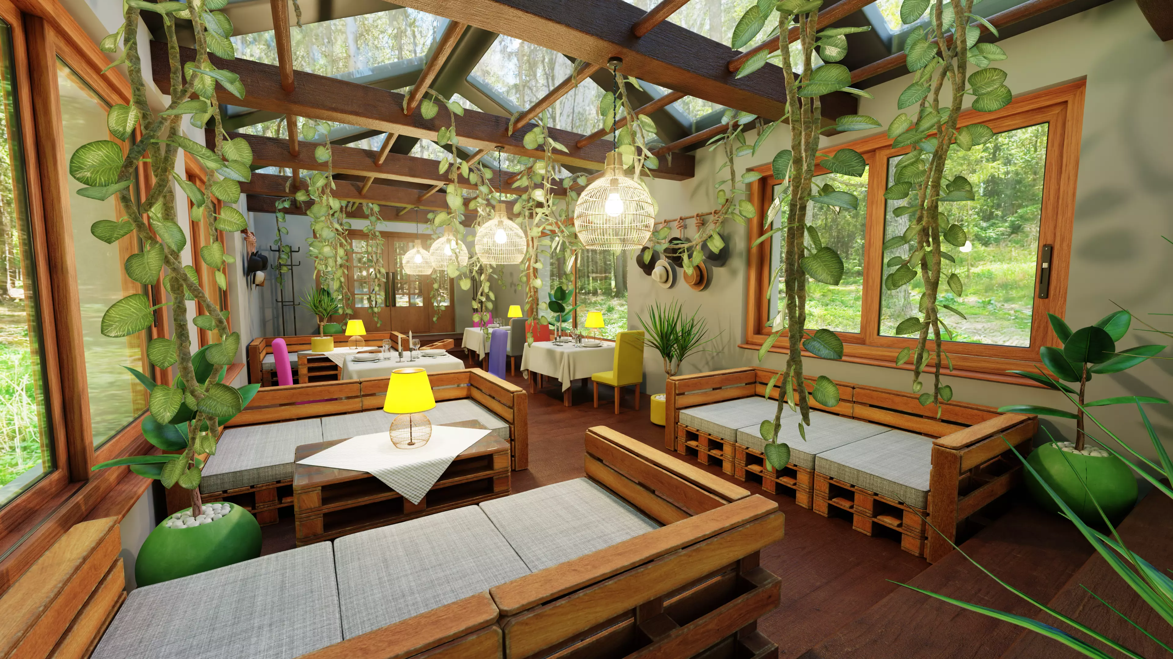 Restaurant V5 - Nature Bistro Interior Scene 3D model