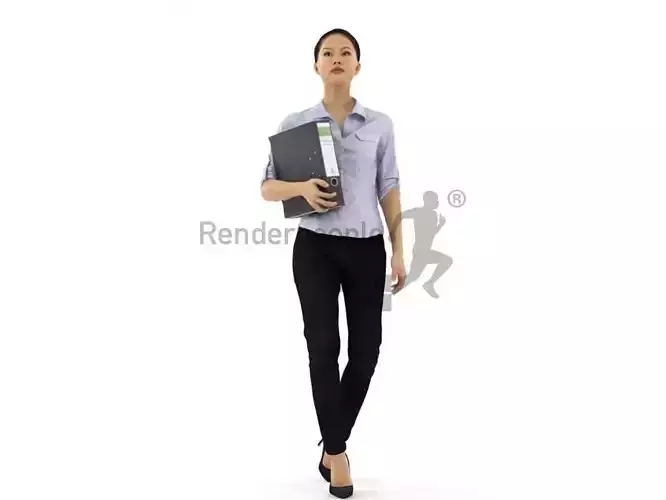 Mei 001 Woman office clothes holding folder Free 3D model