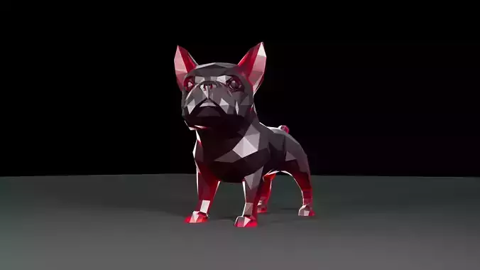 Low poly french Bulldog frances frenchy