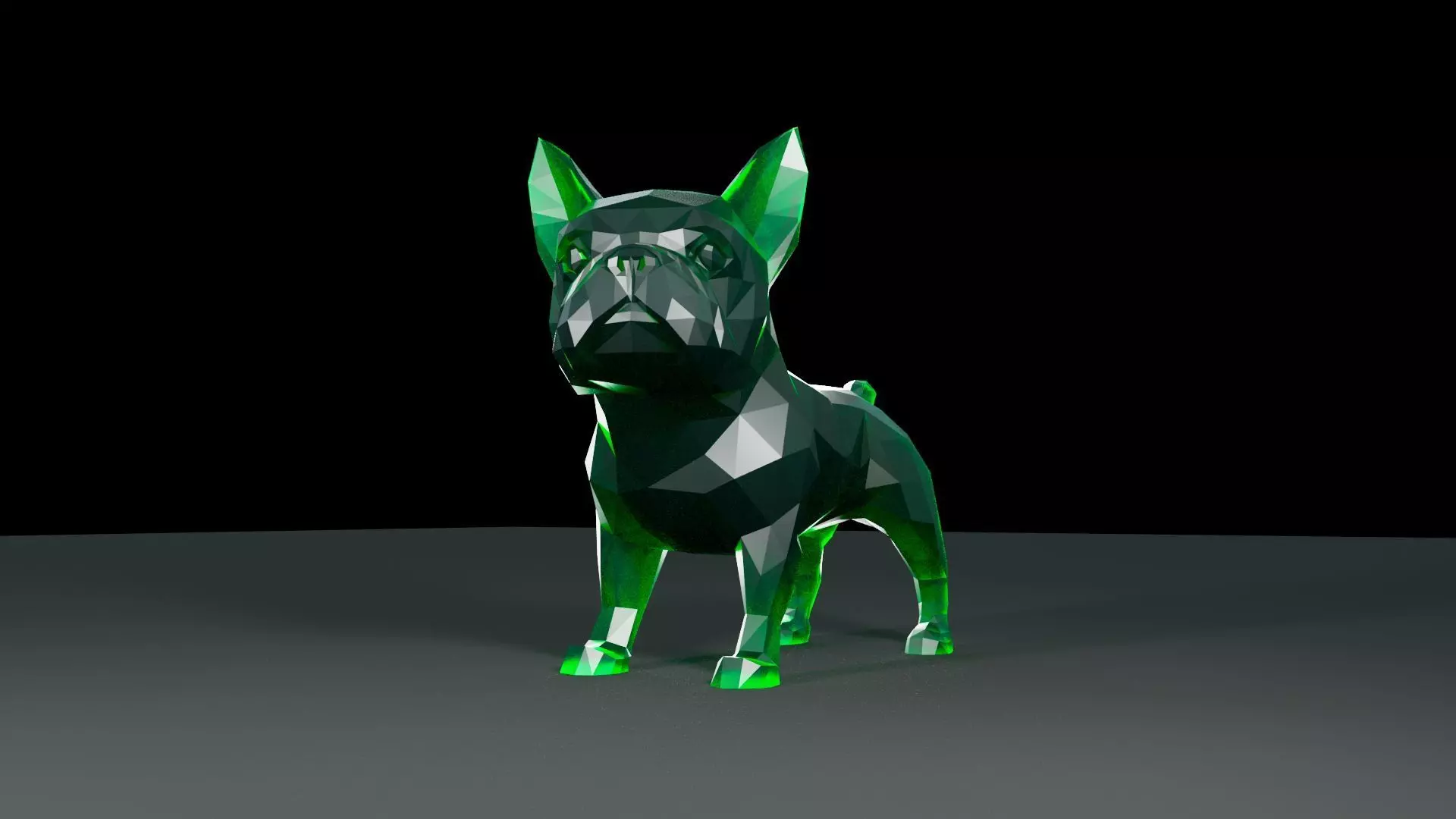 Low poly french Bulldog frances frenchy 3D print model_5