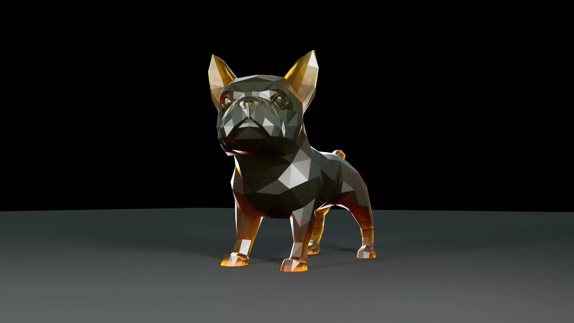 Low poly french Bulldog frances frenchy 3D print model_6