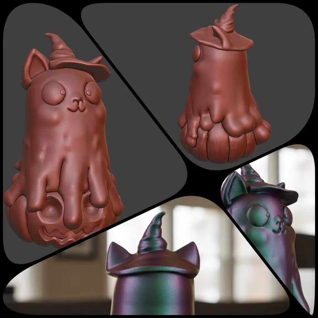 Halloween Ghost Candle Cat 3D print model_1