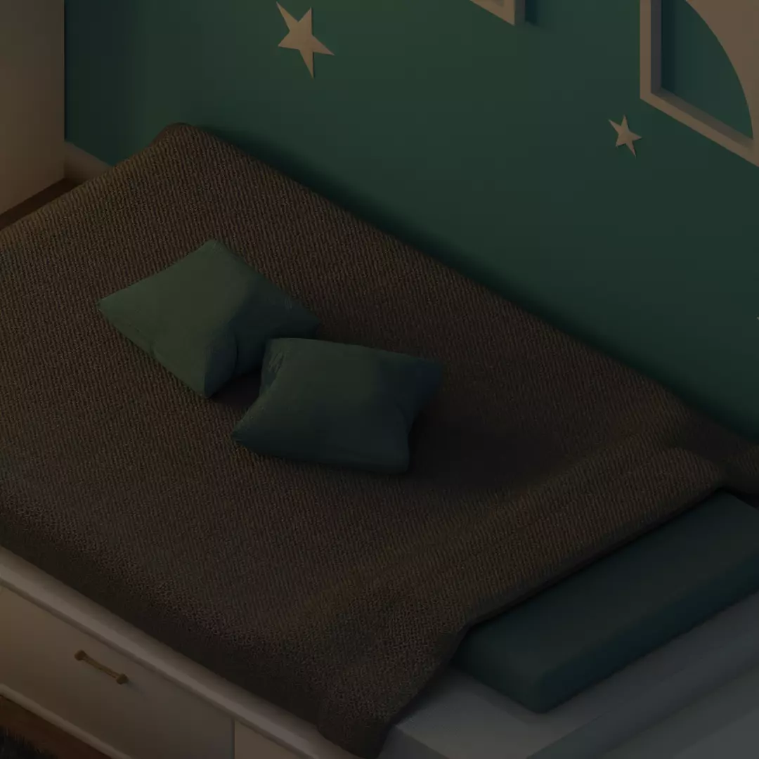 Isometric Bedroom Scene - Stylized Low-Poly Interior Diorama Low-poly 3D model_4