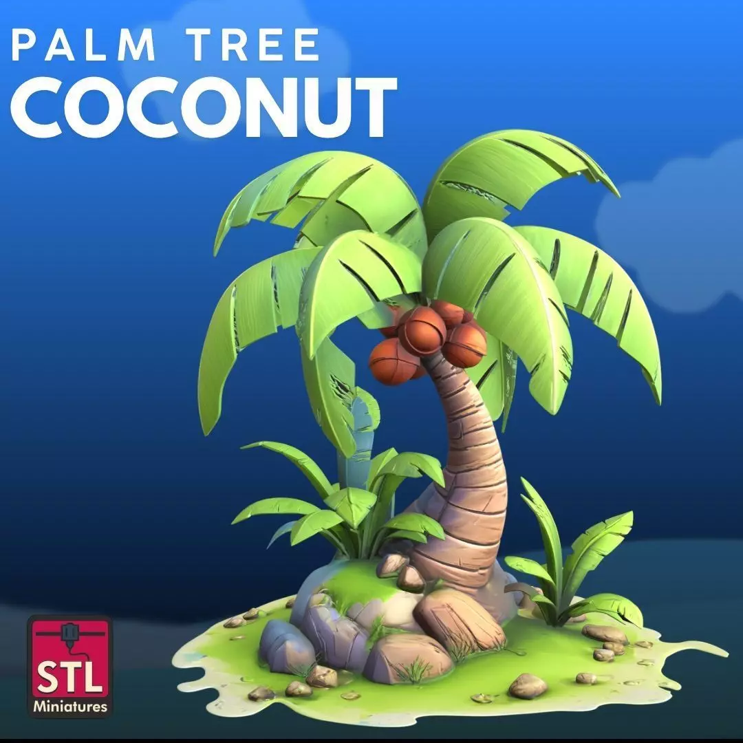Cartoon Palm Island STL Tropical 3D Model 3D print model_1