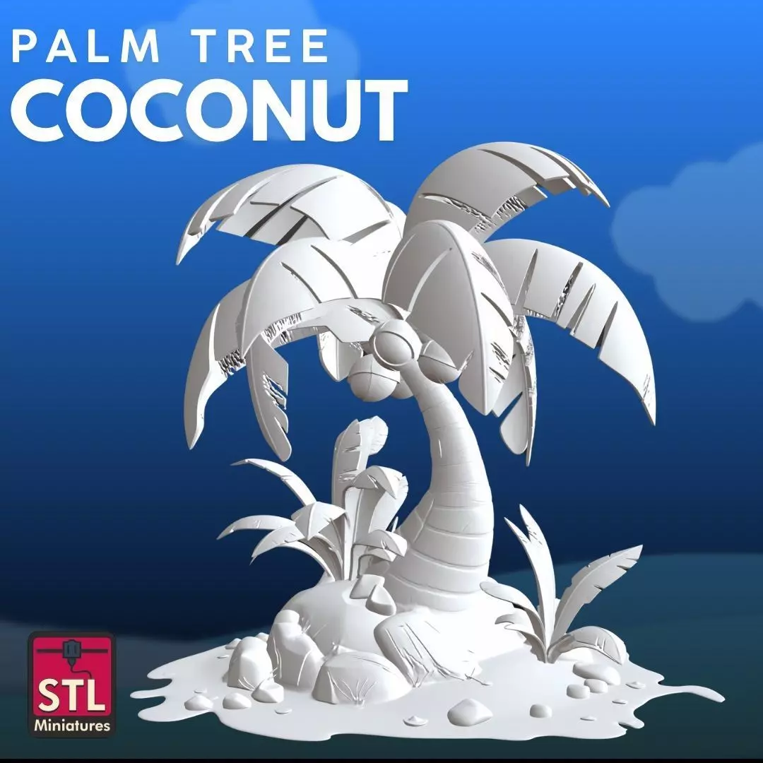 Cartoon Palm Island STL Tropical 3D Model 3D print model_2