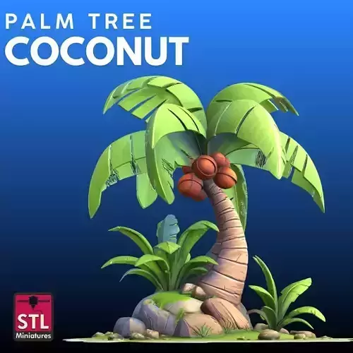Cartoon Palm Island STL Tropical 3D Model 3D print model