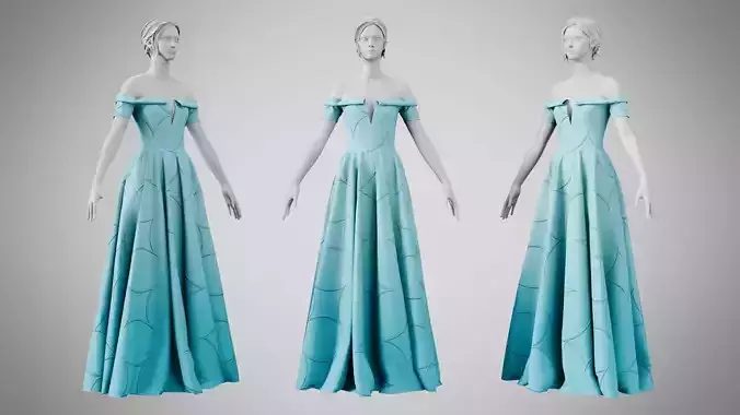 Dress 08 Sky Blue With Design