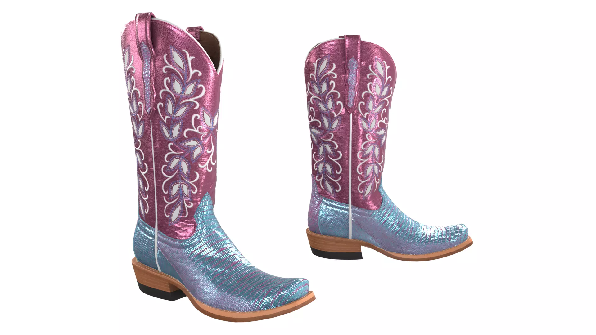 Turquoise Cowgirl Boots 3D model