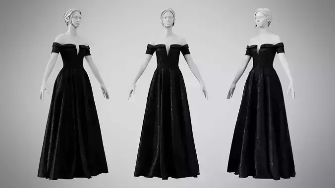 Dress 08 Black Velvet With Design