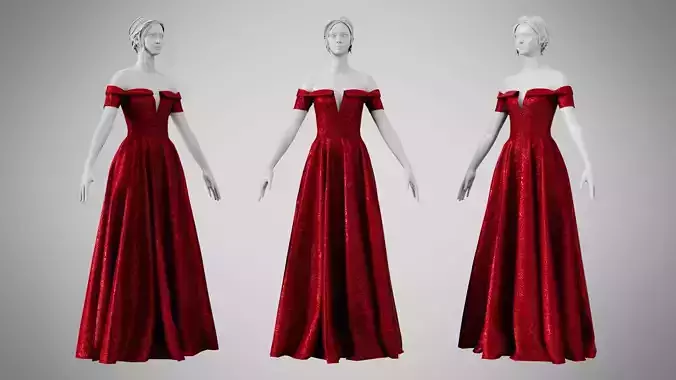 Dress 08 Crimson Velvet With Design