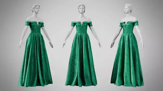 Dress 08 Emerald Velvet Green With Design