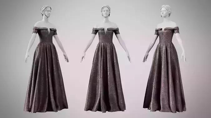 Dress 08 Grey Velvet With Design