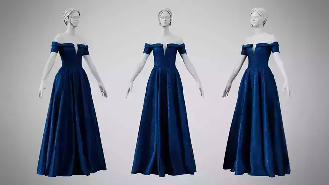 Dress 08 Indigo Velvet With Design