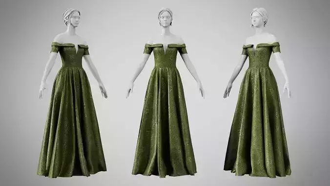 Dress 08 Olive Velvet With Design