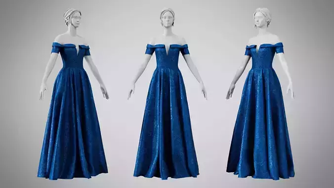 Dress 08 Sapphire Velvet With Design