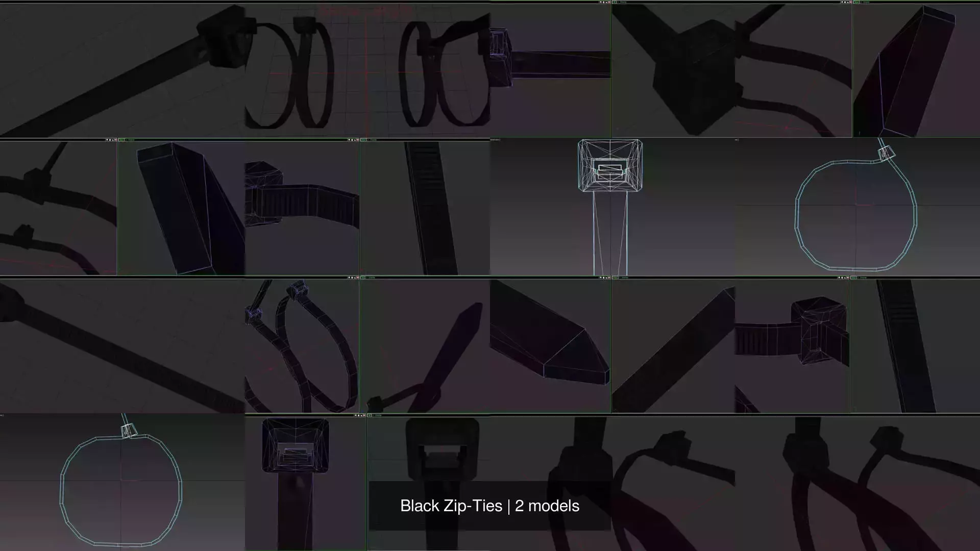 Black Zip-Ties 3D Model Collection_1