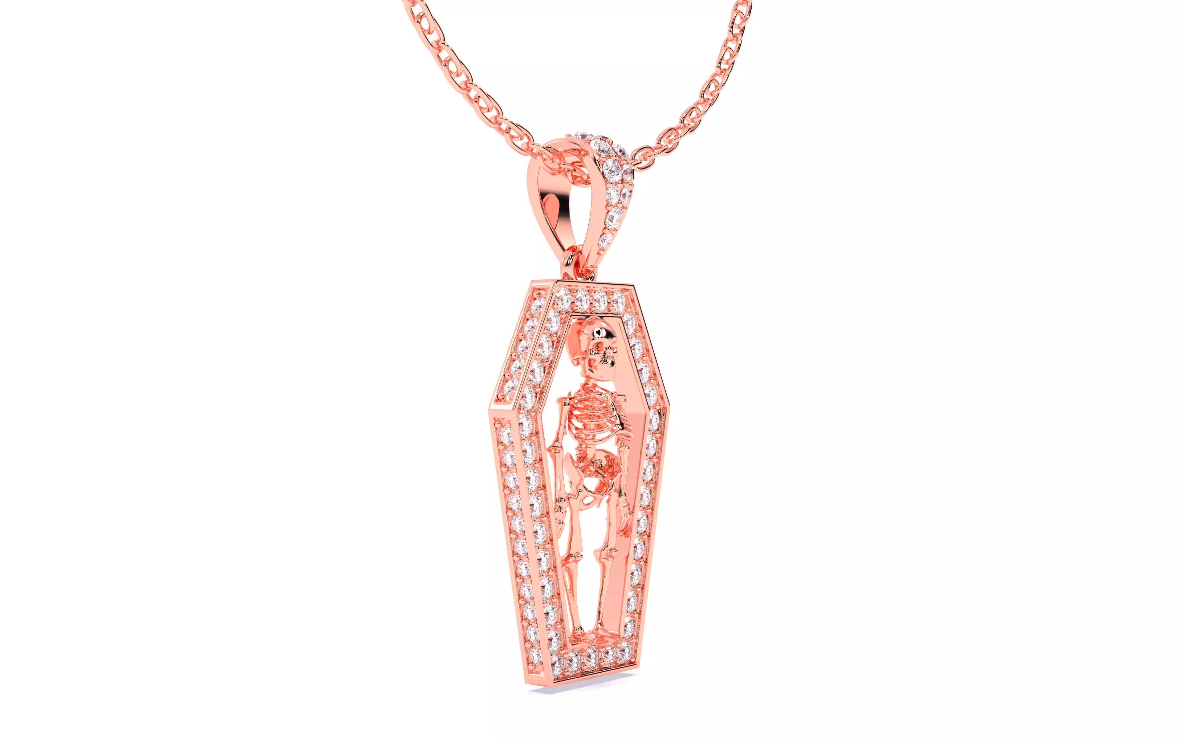 Skeleton in Coffin Pendant 3dm stl renders details 3D print model_18