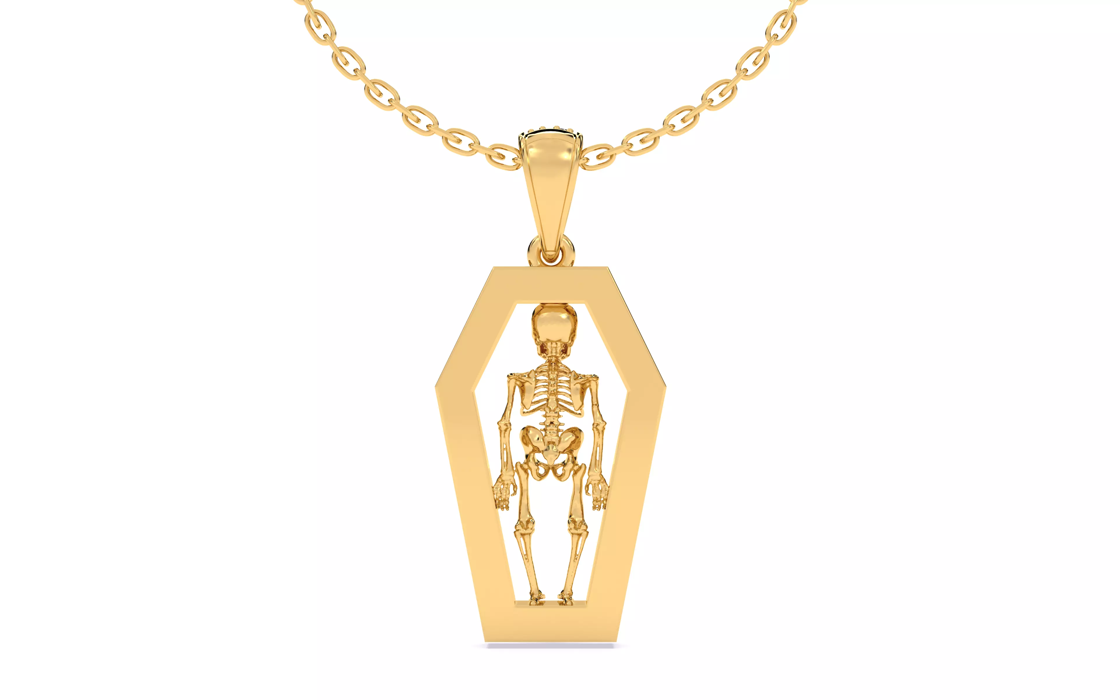 Skeleton in Coffin Pendant 3dm stl renders details 3D print model_13