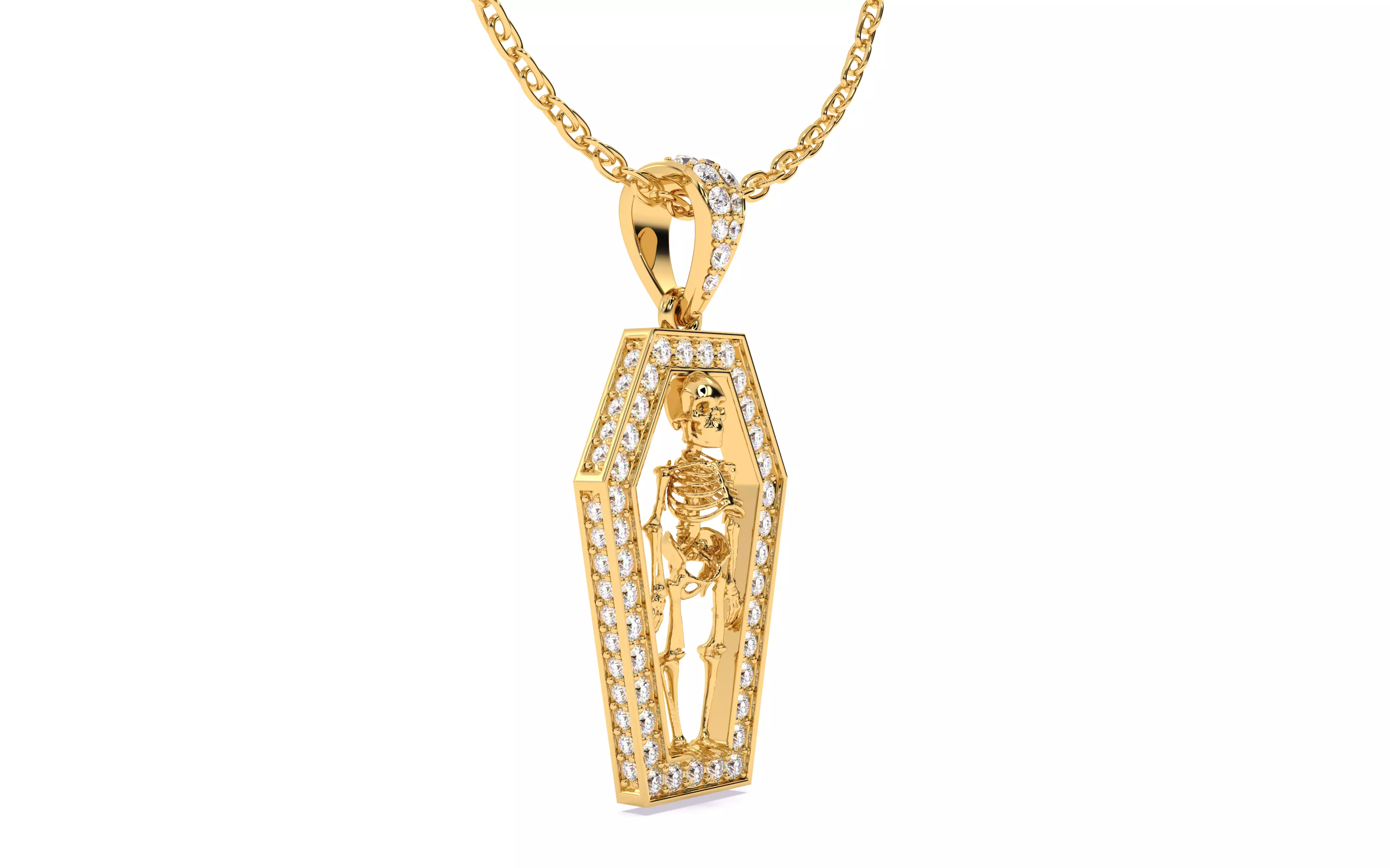 Skeleton in Coffin Pendant 3dm stl renders details 3D print model_14