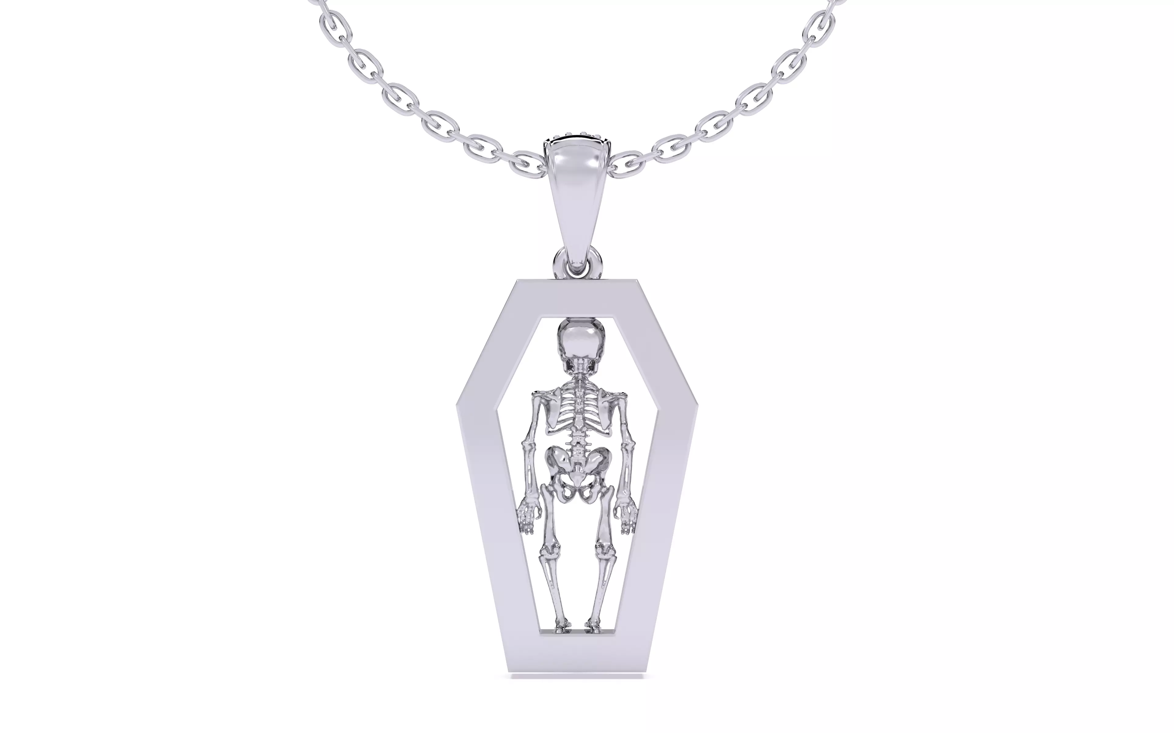 Skeleton in Coffin Pendant 3dm stl renders details 3D print model_10