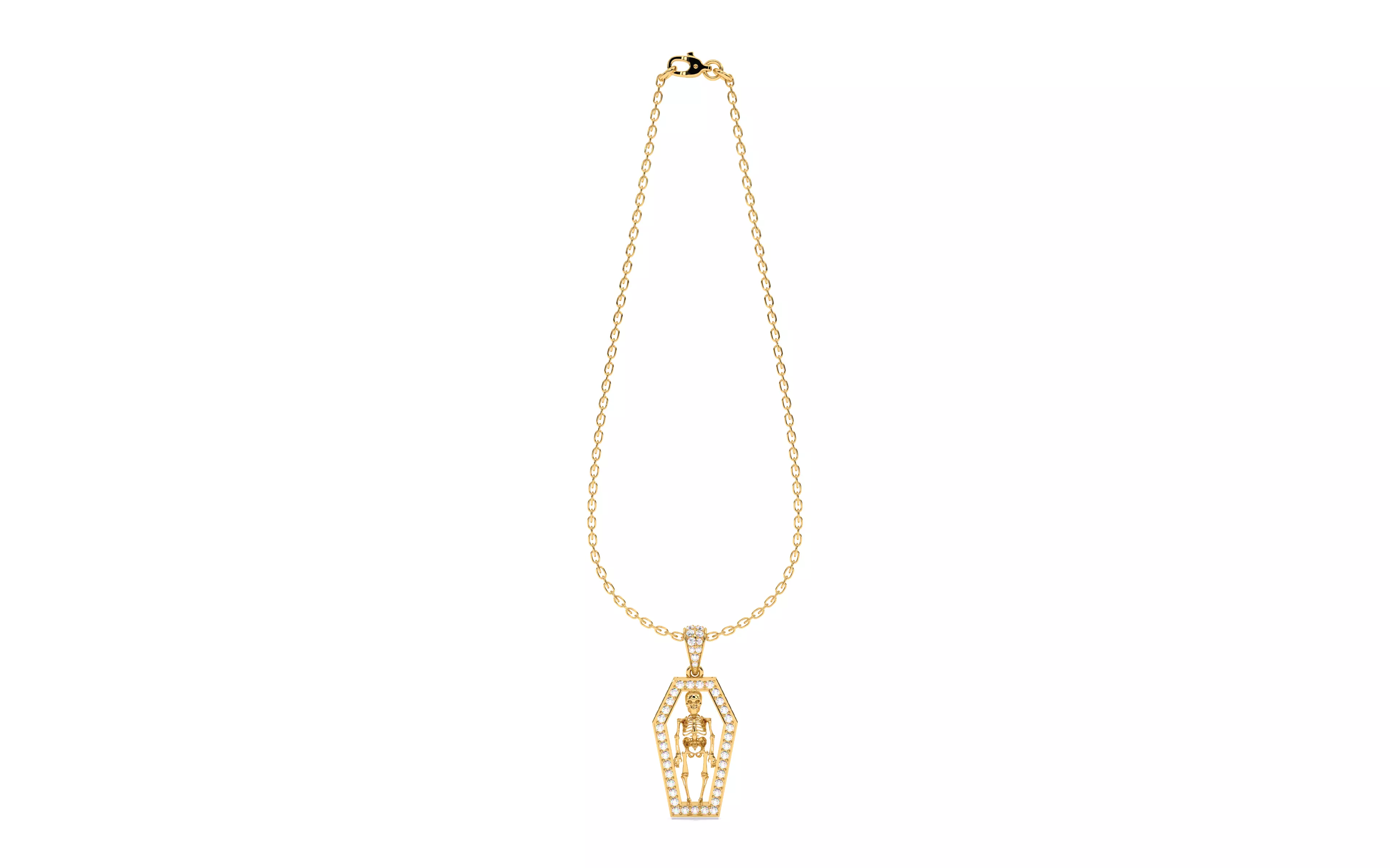 Skeleton in Coffin Pendant 3dm stl renders details 3D print model_2