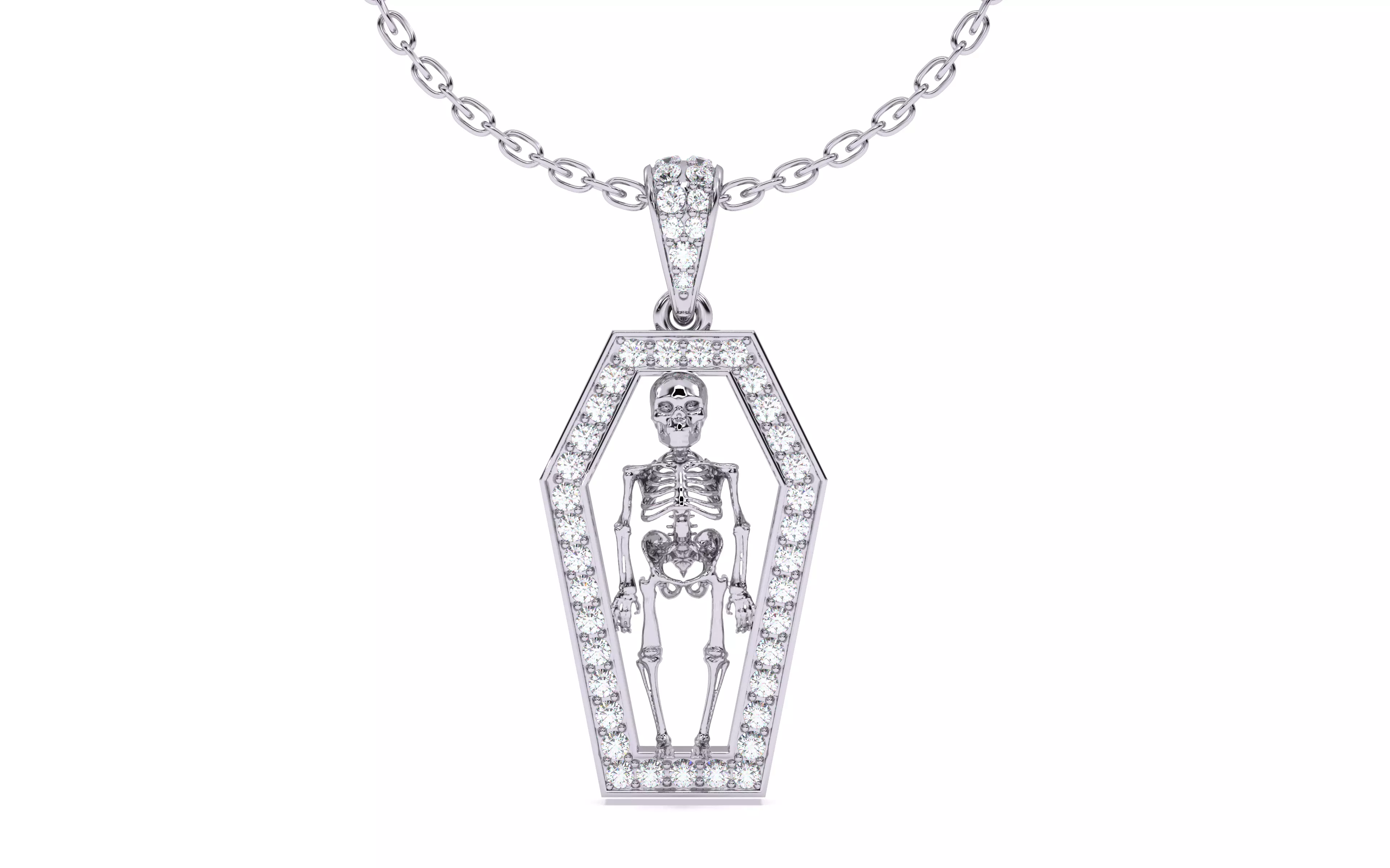 Skeleton in Coffin Pendant 3dm stl renders details 3D print model_21