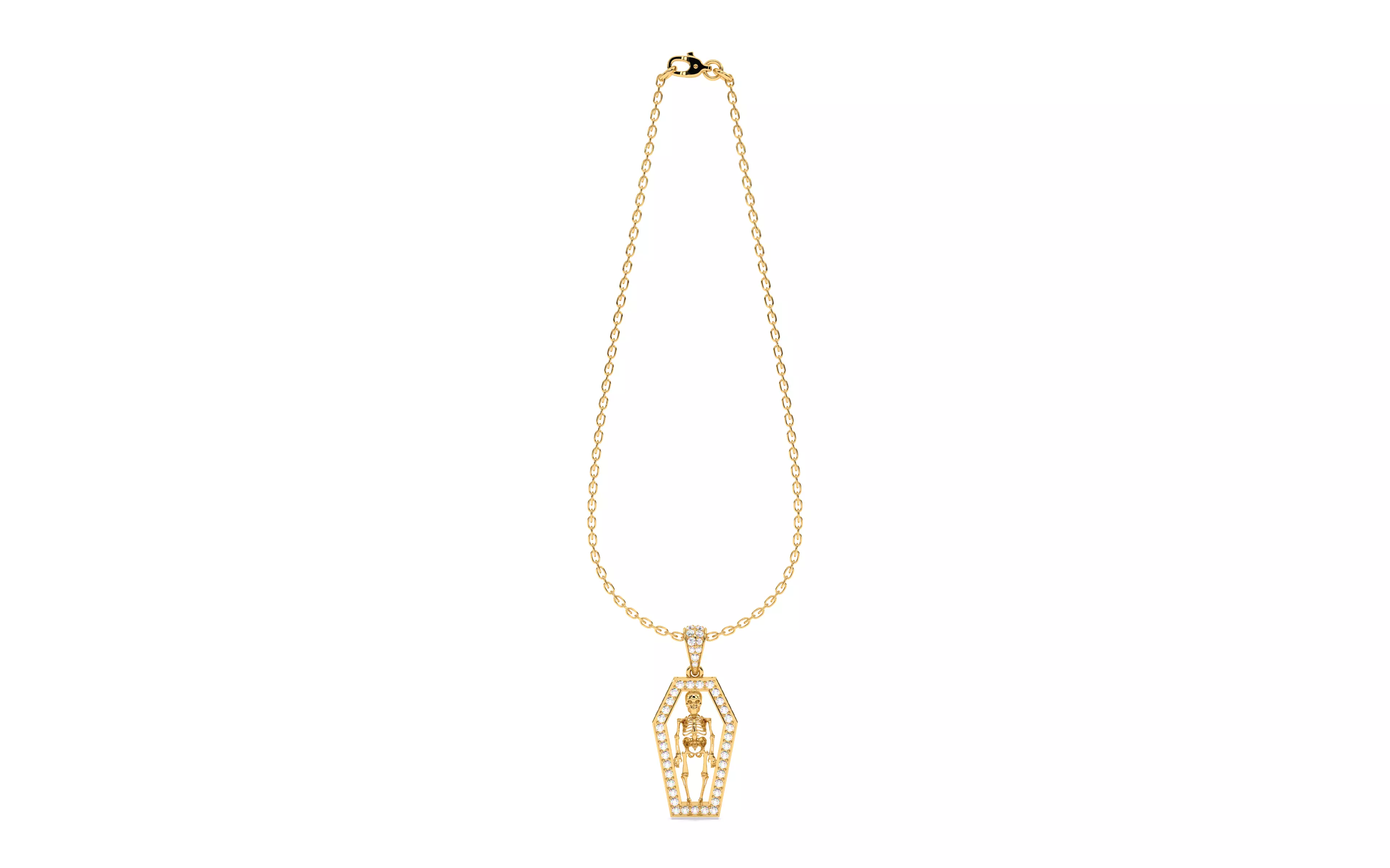 Skeleton in Coffin Pendant 3dm stl renders details 3D print model_3